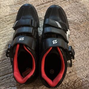 Peloton Black Cycling Shoes with Red Lining